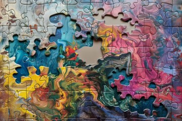 Enhanced jigsaw puzzle with missing piece using advanced artificial intelligence technology