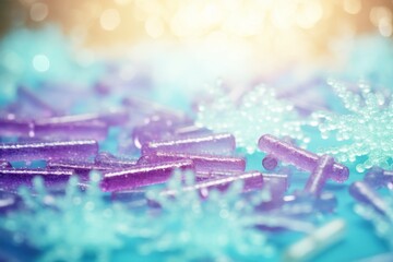 Close up of bacteria and viruses in laboratory on vibrant blurred background for scientific study