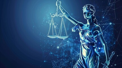 Lady justice holding scales representing artificial intelligence in law