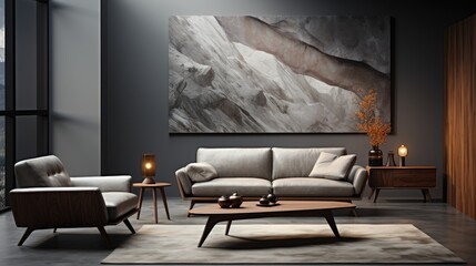 a living room with a view of the city