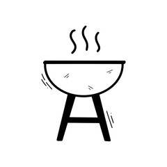 Hand Drawn Barbecue Grill Illustration. Doodle Vector. Isolated on White Background - EPS 10 Vector