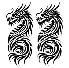 Obraz premium TRIBAL TATOO トライバル タトゥ 刺青 和柄 龍 Dragon
