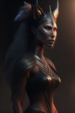 A beautiful female Skinwalker shaman from the folklore of the Navajo indigenous culture_3.