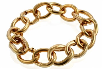 Obraz premium Shiny gold chain necklace isolated on a pure white backdrop, highlighting luxury and simplicity