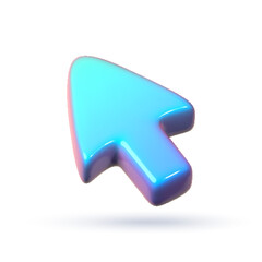 Shiny colorful mouse cursor arrow. Computer interface element. 3D vector icon in a simple cartoon style.