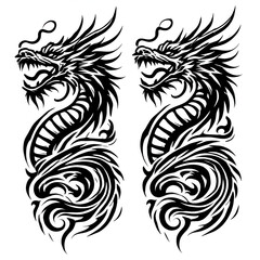 Fototapeta premium TRIBAL TATOO トライバル タトゥ 刺青 和柄 龍 Dragon