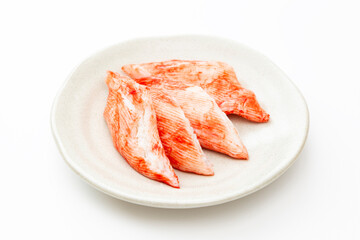 白背景にカニカマ
