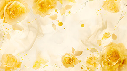 Watercolor yellow roses art Japanese style for craft art, cards, wallpaper and background © Theeramisu