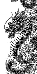 Obraz premium TRIBAL TATOO トライバル タトゥ 刺青 和柄 龍 Dragon