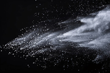 Mesmerizing abstract composition of a white powder cloud suspended in mid-air.
