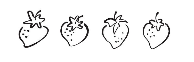 딸기. Strawberry. Korean Calligraphy. Korean food ingredient writing. 