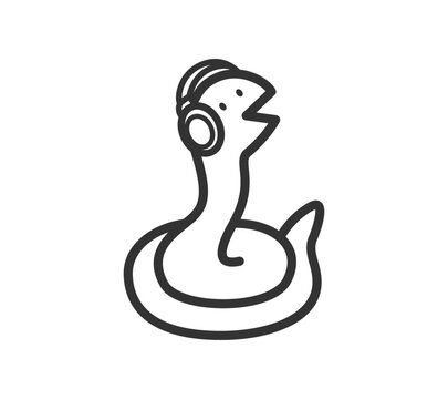 recommend clip art: ヘッドホンを付けた蛇のイラスト
                    