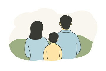 Loving Mother and father walking holding their Son and Daughter's hand Vector Artwork