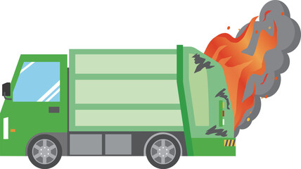 ごみ収集車からの火災 © Mono