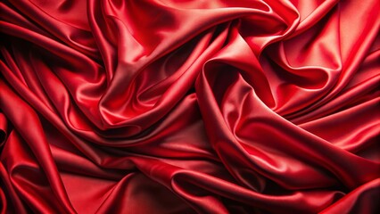 Fototapeta premium Luxurious red silk fabric draped elegantly, wrinkles and creases visible, soft folds and subtle shine, creating a sophisticated backdrop.