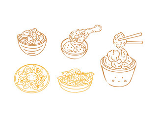 Hand Drawn Korean Food Illustration with Cartoon Style