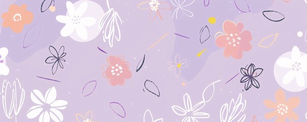 Hand-drawn Floral Pattern in Pastel Colors