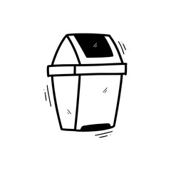 Hand Drawn Trash Bin. Doodle Vector. Isolated on White Background - EPS 10 Vector