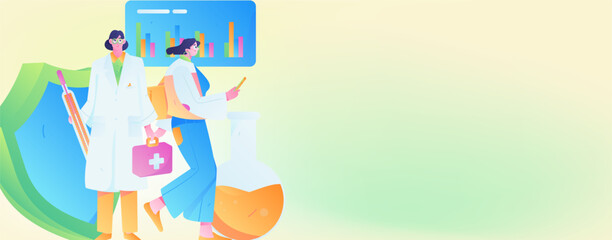 Medical characters fighting the epidemic flat vector concept operation hand drawn illustration
