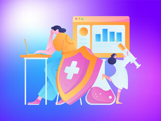 Medical characters fighting the epidemic flat vector concept operation hand drawn illustration
