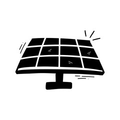 Hand Drawn Solar Panel Illustration. Doodle Vector. Isolated on White Background - EPS 10 Vector