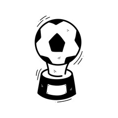 Hand Drawn Soccer Trophy Illustration. Doodle Vector. Isolated on White Background - EPS 10 Vector