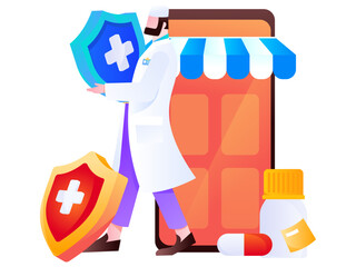 Medical characters fighting the epidemic flat vector concept operation hand drawn illustration
