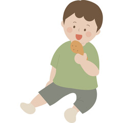 Fototapeta premium 치킨 먹는 어린이