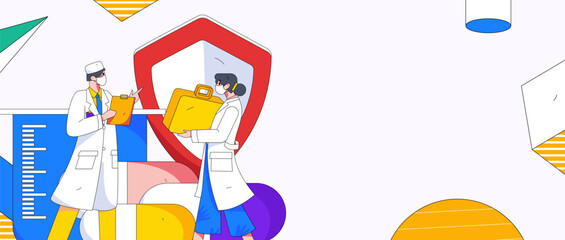 Medical characters fighting the epidemic flat vector concept operation hand drawn illustration
