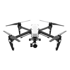 modern drone with a camera isolated on a white transparent background