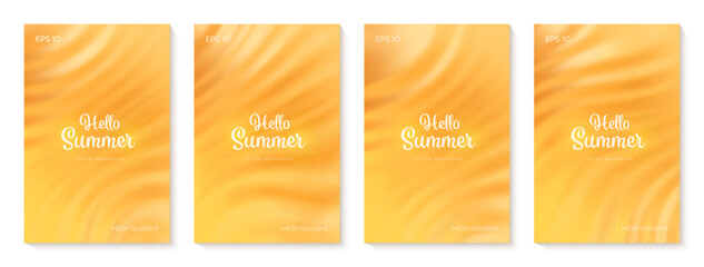 Obraz premium Summer gradient backgrounds set. Bright colorful warm summer colors. Gradient background in yellow and orange colors with soft transitions. Great for covers, poster, banner. Vector illustration.