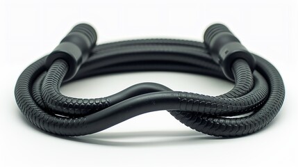 Weighted jump rope, heavy-duty, black handles, isolated on white background