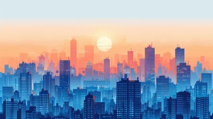 Nighttime Cityscape with Illuminated Buildings and Skyline