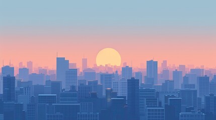 Nighttime Cityscape with Illuminated Buildings and Skyline