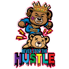 Nunca detengas el ajetreo Gángster Oso de peluche Rey Dientes de oro Cadena golpeando al enemigo 