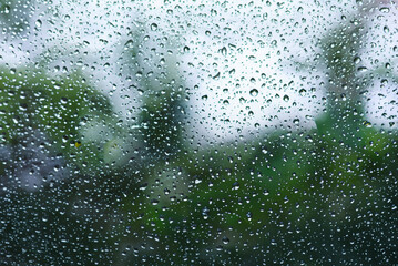 Close-Up of Raindrop on Glass Window