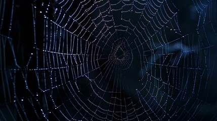 Fototapeta premium Real creepy spider webs on black banner