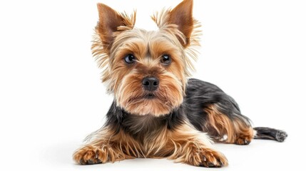 Yorkshire Terrier dog portrait on white background, pet, yorkie concept