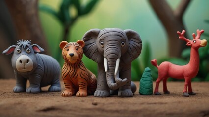 Enchanting clay animation of a lively zoo visit with cute animal friends