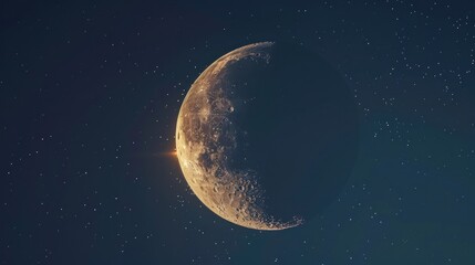 Obraz premium Detailed Crescent Moon in the night sky 