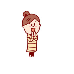 お団子頭のかわいい女子の色々なポーズや仕草