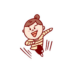 お団子頭のかわいい女子の色々なポーズや仕草