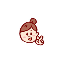 お団子頭のかわいい女子の色々な表情