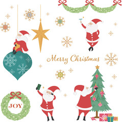 ミニサンタのカラーベクターイラスト-パーティ編
