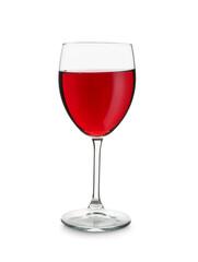 Glass of exquisite wine on white background