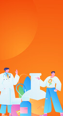 Medical characters fighting the epidemic flat vector concept operation hand drawn illustration
