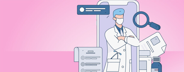 Medical characters fighting the epidemic flat vector concept operation hand drawn illustration
