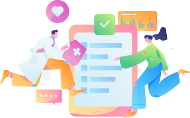Medical characters fighting the epidemic flat vector concept operation hand drawn illustration
