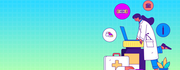 Medical characters fighting the epidemic flat vector concept operation hand drawn illustration
