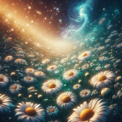 daisies, a field of flowers fantasy
